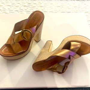 Gold and tan Platform shoes